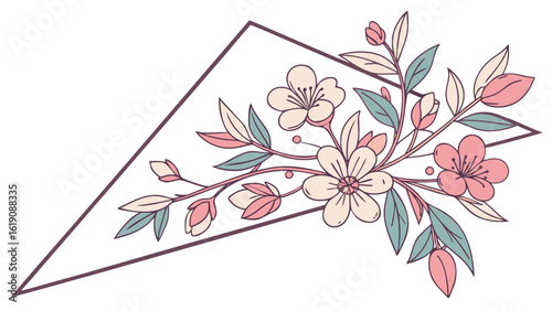 Delicate Floral Illustration, Spring Blossoms, Artful Design, Nature-Inspired, Soft Colors, Elegant Aesthetic