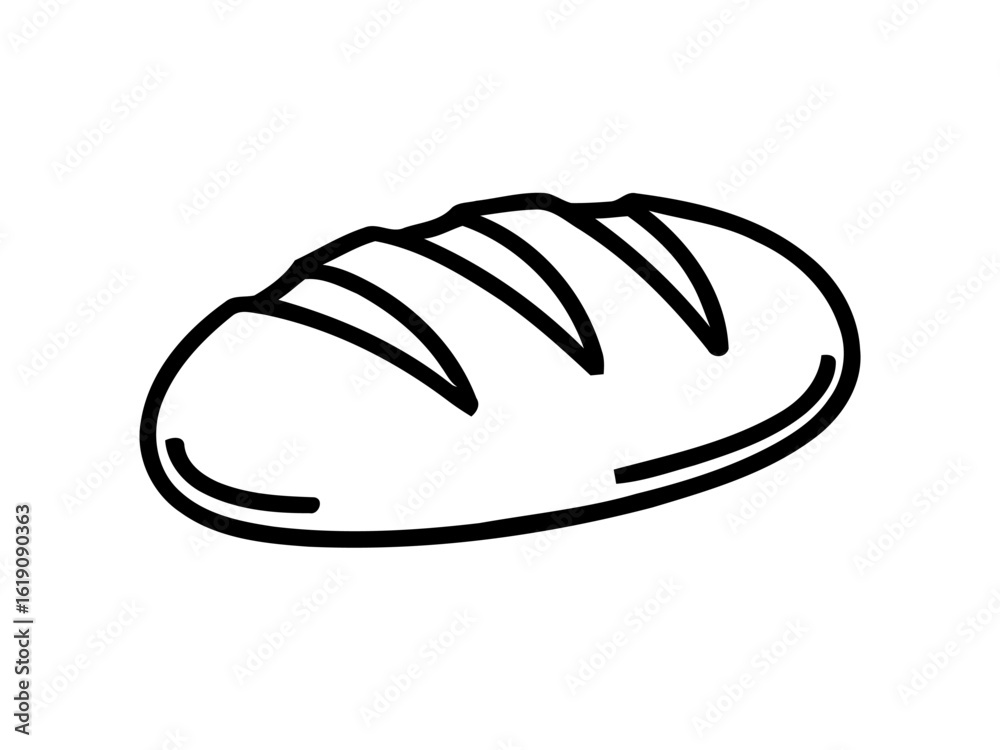 Loaf of Bread, Freshly Baked, Contour Style Illustration Loaf of Bread, Freshly Baked, Contour Style Illustration