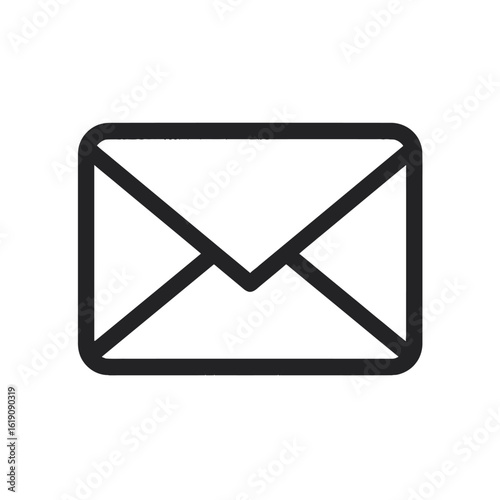Simple Black Outline of an Envelope Icon on White Background