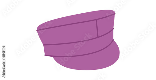 Baker Boy Cap with Peak. Hat Head Fashion accessory clothing technical illustration. Vector headgear for Men, women, unisex style, flat template CAD mockup sketch outline isolated