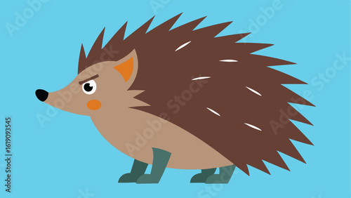 Defensive Posture A hedgehog standing on its hind legs with its front paws extended outward as if ready to confront a threat. The quills are spiked aggressively and an exaggerated