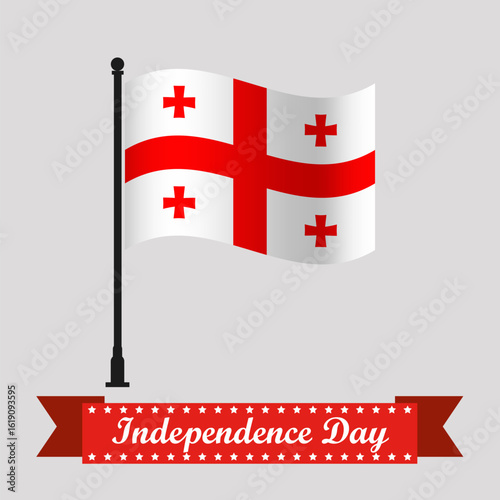Flat Georgia Independence Day With Waving Flag