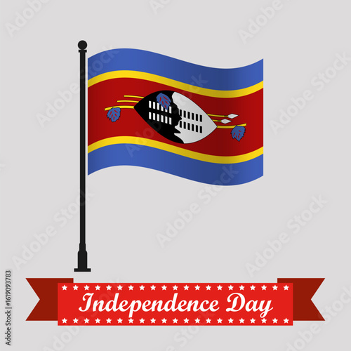 Flat Eswatini Independence Day With Waving Flag