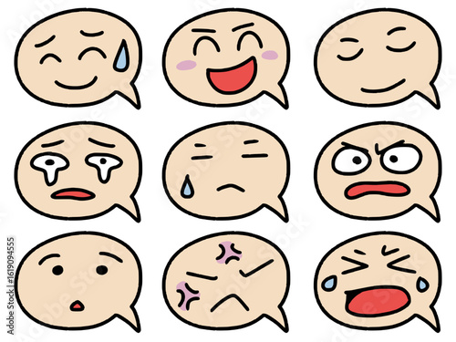 手描き風吹き出しポップイラストセット　丸型その3（Affinity Designer版）