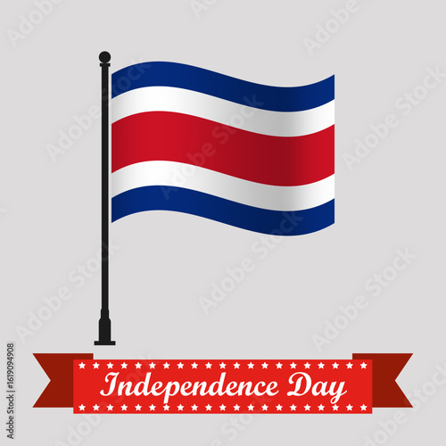 Flat Costa Rica Independence Day With Waving Flag