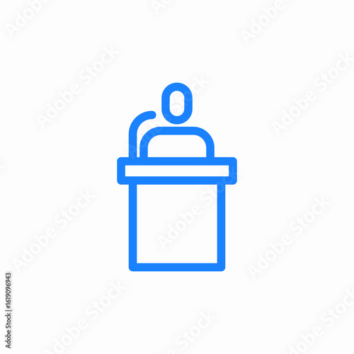 person behind the podium with a microphone speech lecture icon sign vector