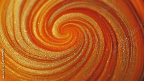 Macro Swirl of Shimmering Orange Candy. Eye-catching macro of glittering orange sugar spiral, ideal abstract background for candy advertisements, dessert packaging, flavor concepts, bright creative 
