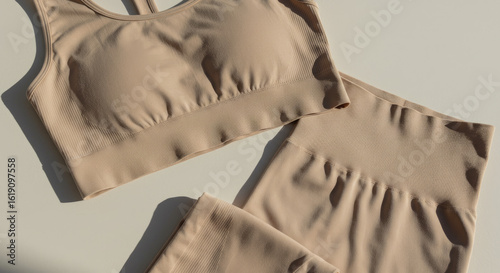 Beige Seamless Sportswear Set Closeup.