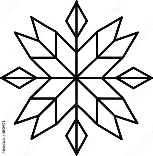 crystal snowflake icon on transparent background