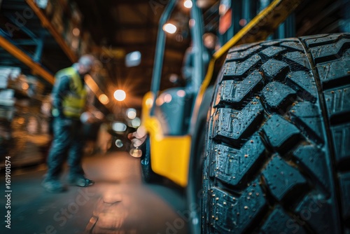 Warehouse forklift tire close-up (1)