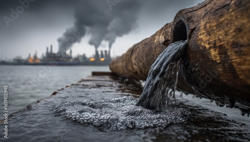 Industrial pollution dumping into water