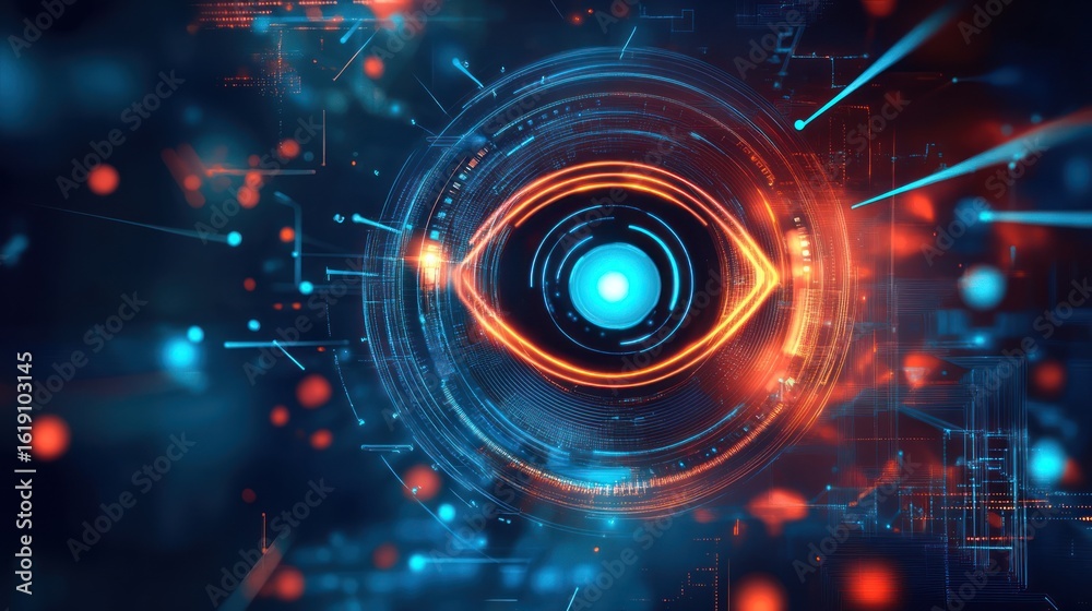Obraz premium High-Tech Eye Illustration: Abstract Data Visualization and Futuristic Theme