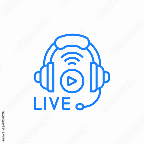 live audio headset stream icon sign vector