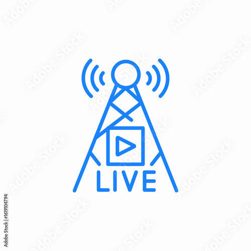 live broadcast tower icon sign vector