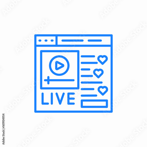 live stream with chat and likes icon sign vector