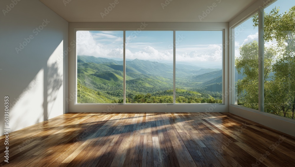 Fototapeta premium Empty room with mountain view (1)