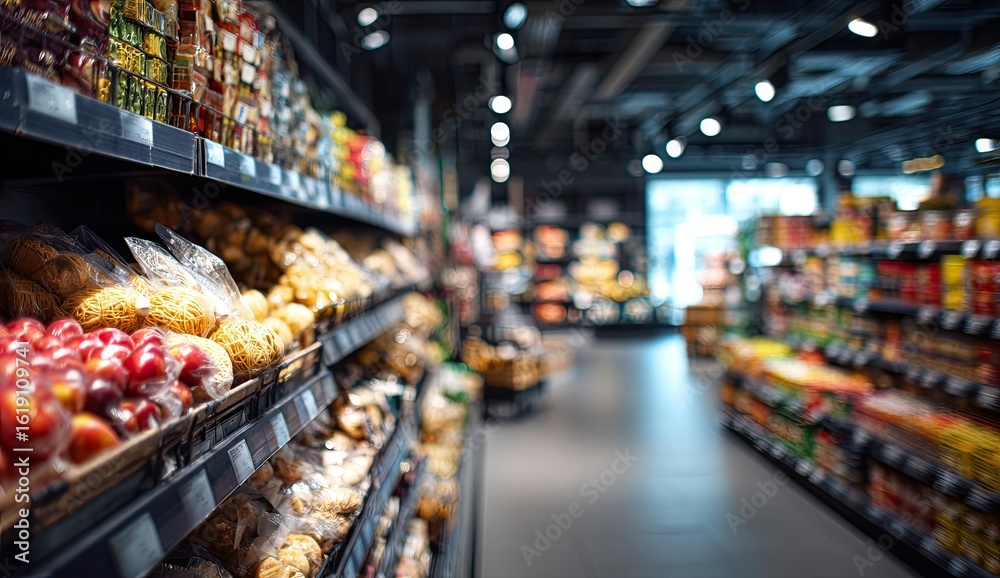 Fototapeta premium Grocery store interior with food displays