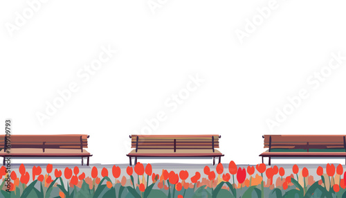 花とベンチ