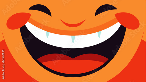 Cheerful Glee An extreme closeup focusing on the lower half of a face showcasing an exuberant smile with the corners of the mouth turned up high. The eyes slightly squinted add to