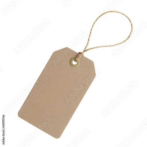 Blank kraft paper tag with twine loop ready for your custom message, branding or price