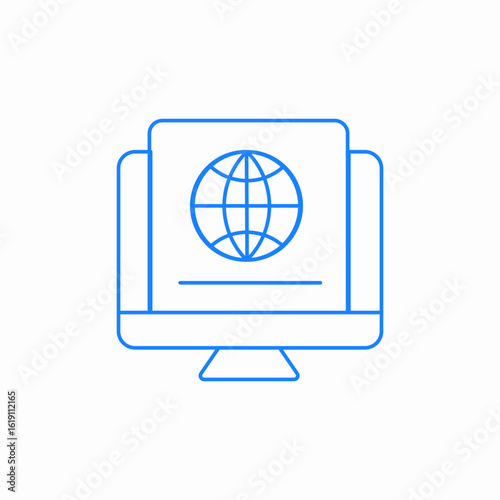 desktop computer web surfing online work internet icon sign vector