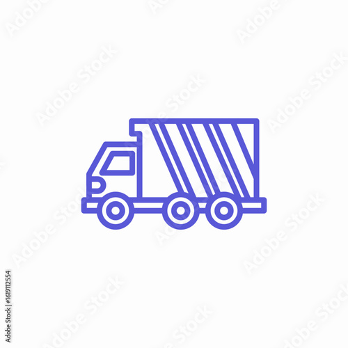dump truck open bed bulk materials icon sign vector