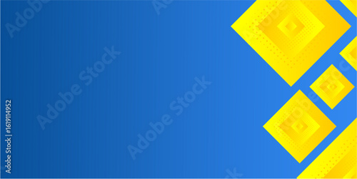 Modern abstract geometric background with yellow diamond shapes on a blue backdrop. Vector illustration for business presentations or web design.
