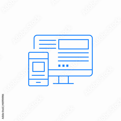 web development adaptive design monitor mobile screen icon sign vector