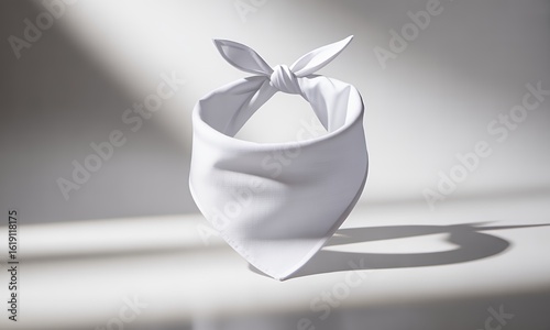 Blank White Bandana Mockup on White Background