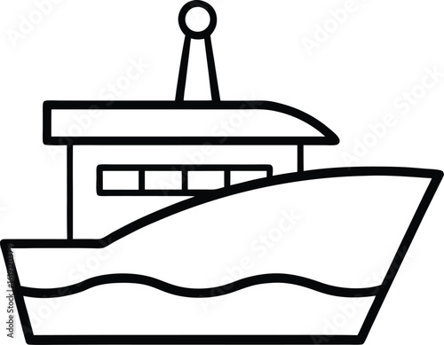 boat icon outline vector illustration on transparent background