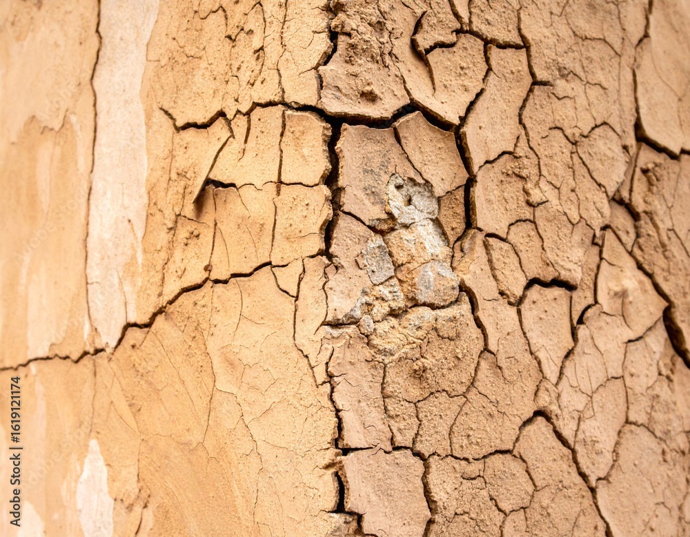 Fototapeta premium Closeup of Cracked Light Brown Tree Bark with Rich Texture and Organic Pattern