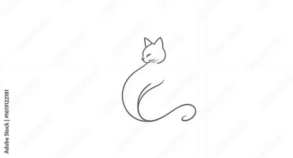Naklejka premium Minimalist Line Art of a Cat