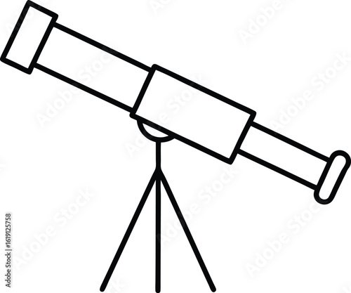 telescope icon outline vector illustration on transparent background