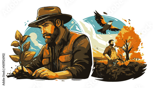 Inspirational Women in Urban and Agricultural Settings Representing Balance