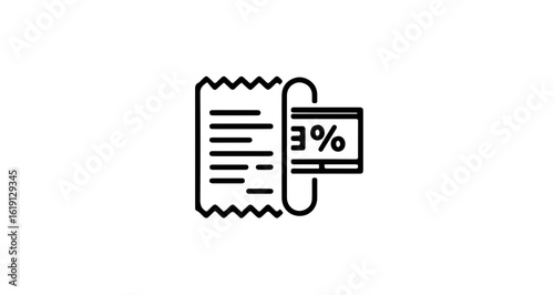 Promotion and sale sales tax calculation receipt icon vector illustration for online shopping and retail business concept vector