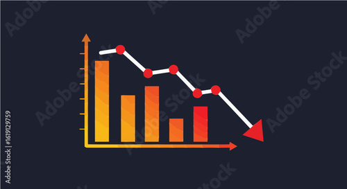Promotion and sale stock market crash chart financial crisis economic recession investment loss business failure down trend graph vector