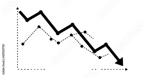 Promotion and sale stock market crash financial crisis recession chart downward trend analysis investment loss graph business data 100 vector
