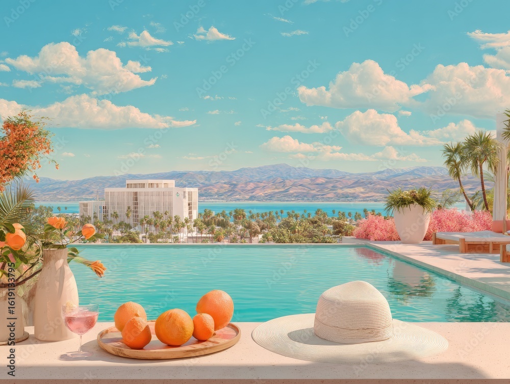 Obraz premium Sunny poolside vista