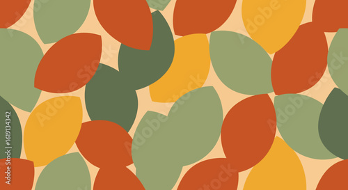 Abstract Autumnal Leaf Pattern Seamless Design in Warm Tones