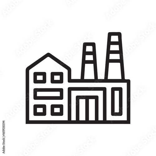 Factory icon vector  industrial building  in outline style