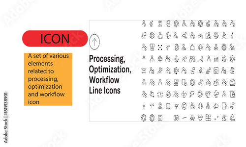 A set of processing, optimization and workflow icon.