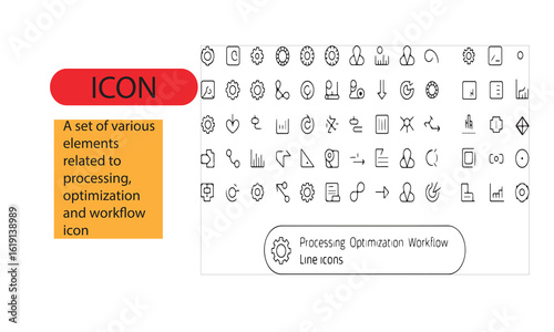 A set of processing, optimization and workflow icon.