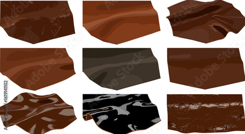 Array of stylized chocolate textures and patterns creating a visually appealing graphic design