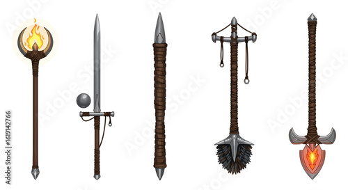 Collection of fantastical medieval weapons for role-playing games and artwork.