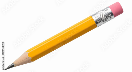 Classic yellow number two pencil with a pink eraser, an icon of writing and drawing.