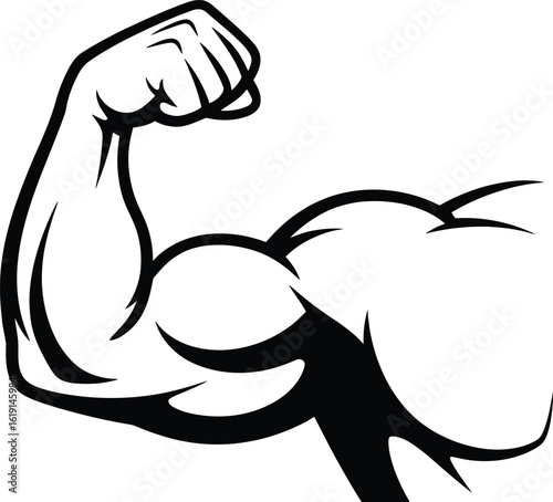 Strong bicep flexing arm muscle illustration