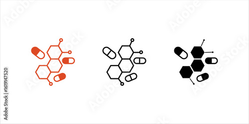 hormone therapy icon set . vector illustration, pictogram isolated on white background. color editable
