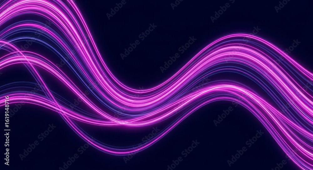 Obraz premium Vibrant pink flowing wave on black