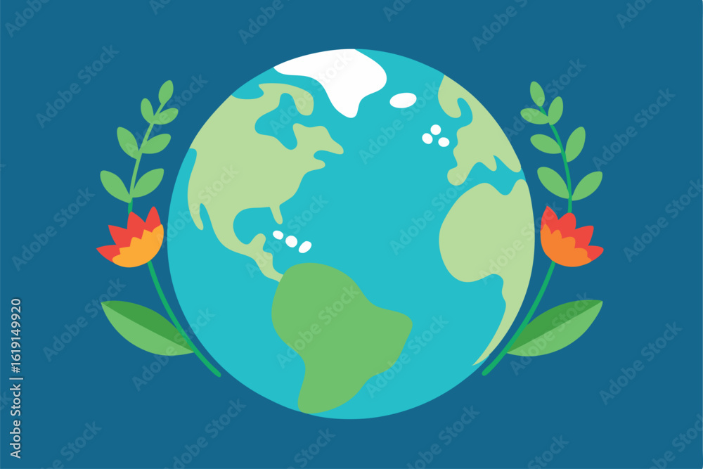 Naklejka premium earth day eco themed background with globe leaves (1).eps