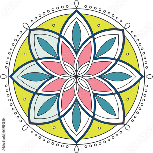 ✅ 🌼 BLOOMING MANDALA GRACE 💫— A soft, symmetrical floral mandala in pastel tones—ideal for decor, yoga prints, or tattoos. Download this vector to bring calm beauty to your designs!